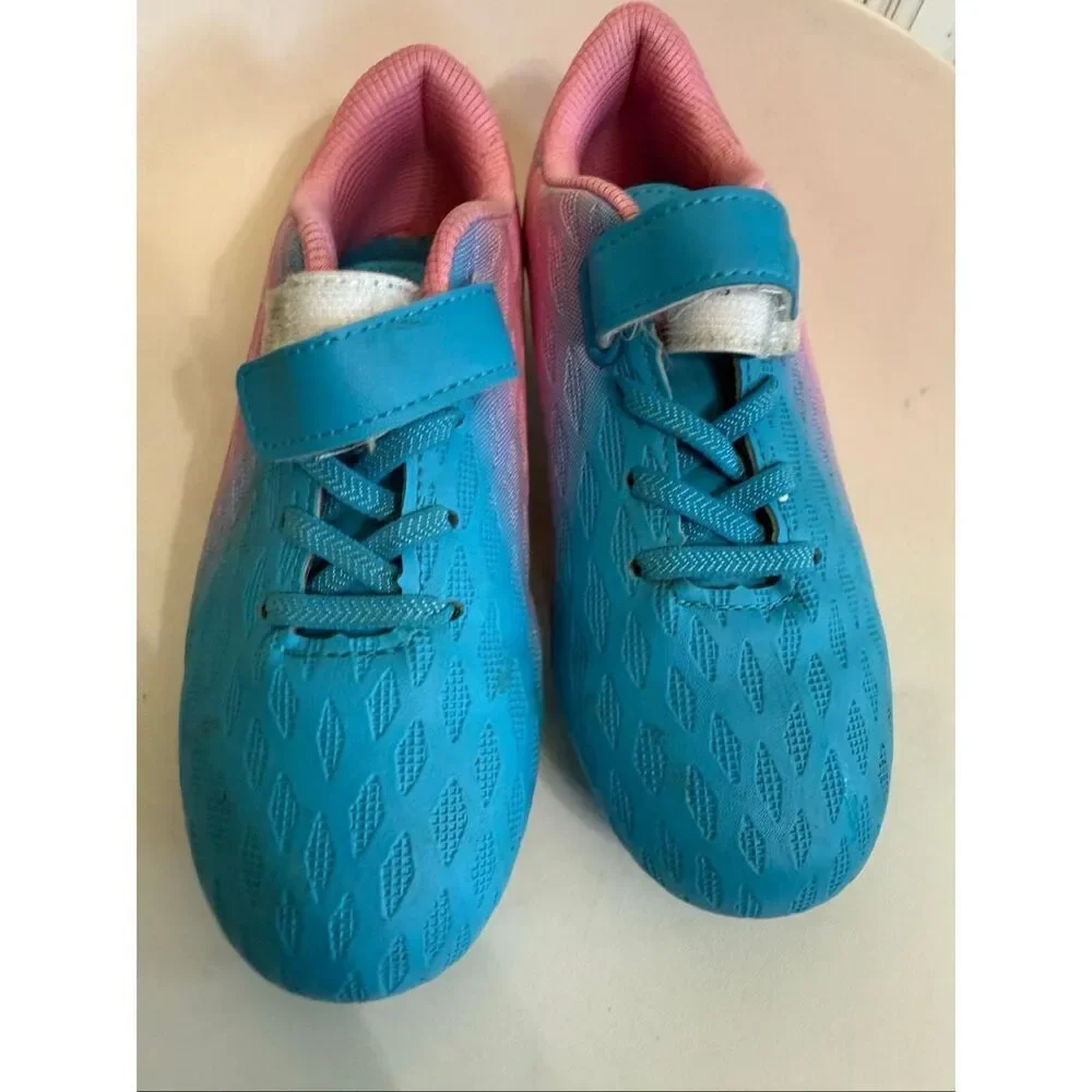 Tulle Kids Ombre Geometric Athletic Football Soccer Cleats Blue & Pink Size 1